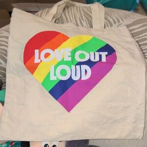 Love Out Loud Rainbow Heart Tote Bag